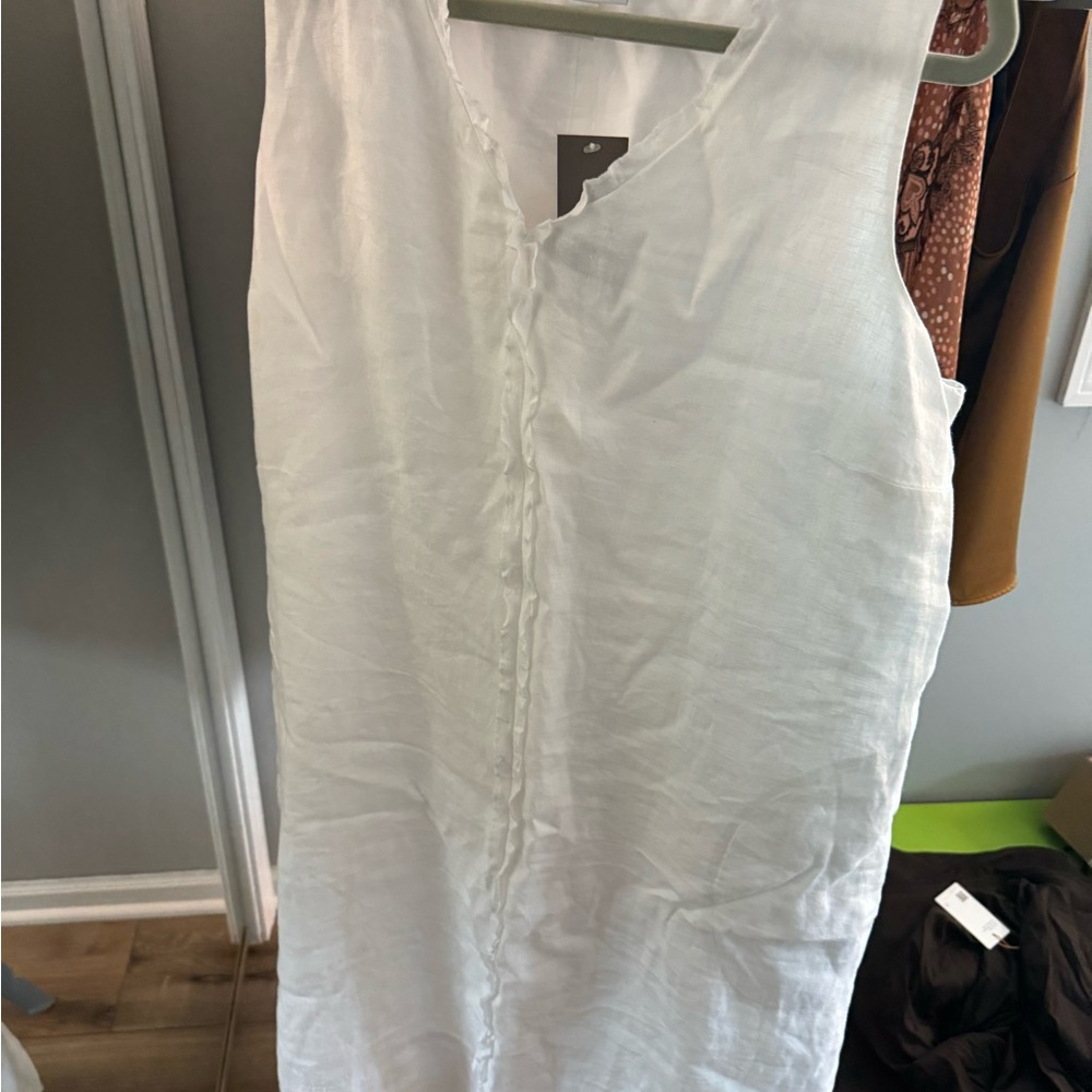 NWT J.Jill White Linen Sleeveless Dress